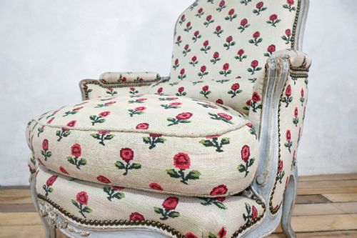 LOUIS XV GREY PAINTED ARMCHAIR JEAN BAPTISTE LEBAS - ADDITIONAL PHOTO 14