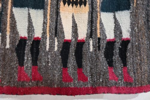 A YEI NAVAJO FIGURAL DOUBLESIDED FLAT WEAVE WALL HANGING 1930 ROUND HEADS - ADDITIONAL PHOTO 11