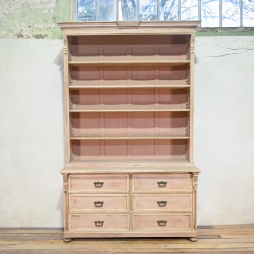 a large french early 20th century bleached walnut open bookcase cabinet - CATEGORY: ANTIQUE BOOKCASES - DATED 1900