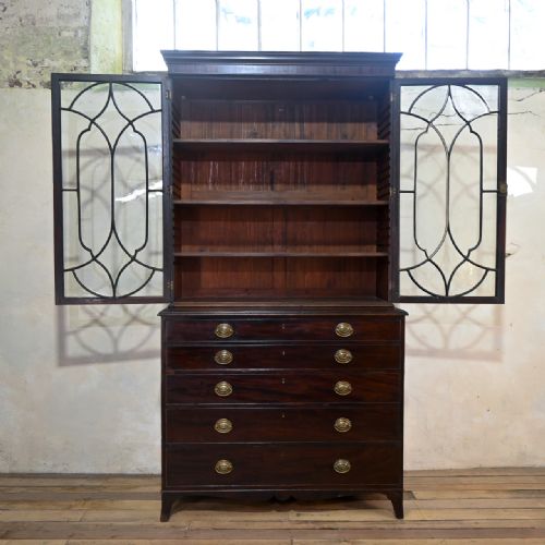 A GEORGE III MAHOGANY ASTRAL GLAZED SECRETAIRE BOOKCASE - ADDITIONAL PHOTO 14