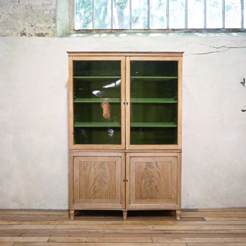 A LATE 19TH CENTURY REGENCY STYLE BLEACHED MAHOGANY GLAZED CABINET PAINTED - ADDITIONAL PHOTO 1