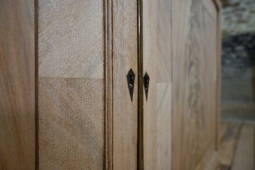 A LATE 19TH CENTURY REGENCY STYLE BLEACHED MAHOGANY GLAZED CABINET PAINTED - ADDITIONAL PHOTO 7