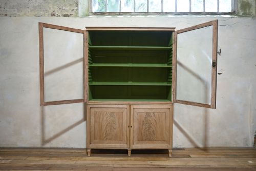 A LATE 19TH CENTURY REGENCY STYLE BLEACHED MAHOGANY GLAZED CABINET PAINTED - ADDITIONAL PHOTO 8