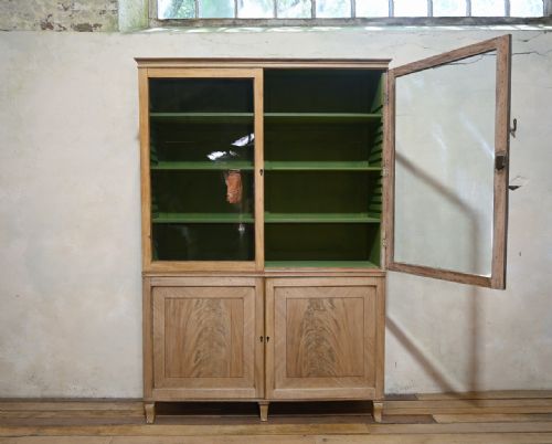 A LATE 19TH CENTURY REGENCY STYLE BLEACHED MAHOGANY GLAZED CABINET PAINTED - ADDITIONAL PHOTO 9