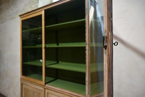 A LATE 19TH CENTURY REGENCY STYLE BLEACHED MAHOGANY GLAZED CABINET PAINTED - ADDITIONAL PHOTO 10