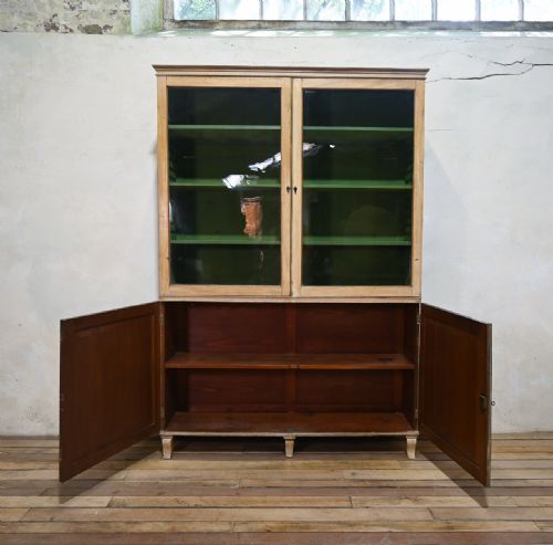 A LATE 19TH CENTURY REGENCY STYLE BLEACHED MAHOGANY GLAZED CABINET PAINTED - ADDITIONAL PHOTO 15