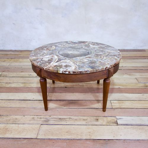 a 19th century small circular walnut petrified wood low coffee table fossil - CATEGORY: ANTIQUE TABLES - DATED 19TH CENTURY
