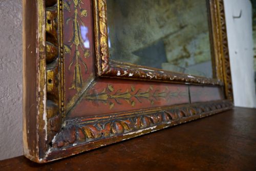 A 18TH CENTURY LARGE NORTH ITALIAN PAINTED VERRE GLOMIS OVERMANTEL MIRROR - ADDITIONAL PHOTO 6