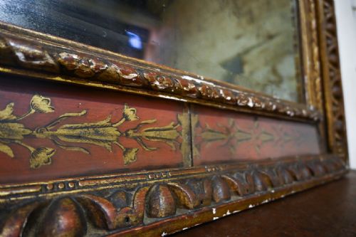 A 18TH CENTURY LARGE NORTH ITALIAN PAINTED VERRE GLOMIS OVERMANTEL MIRROR - ADDITIONAL PHOTO 15