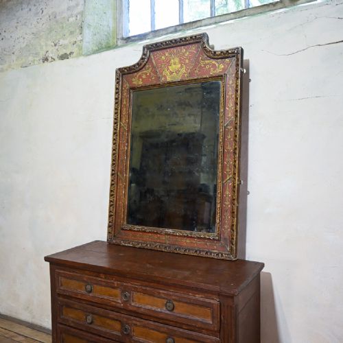 A 18TH CENTURY LARGE NORTH ITALIAN PAINTED VERRE GLOMIS OVERMANTEL MIRROR - ADDITIONAL PHOTO 17