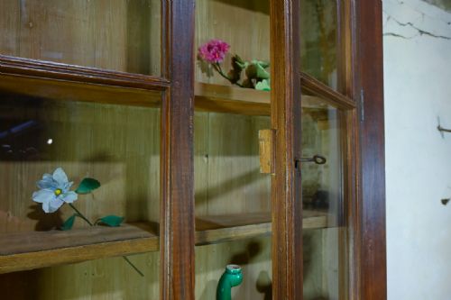 TALL 19TH CENTURY FRENCH GLAZED FAUX BOIS ROSEWOOD CABINET - ADDITIONAL PHOTO 1
