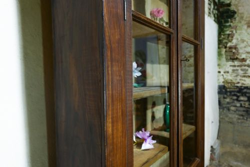 TALL 19TH CENTURY FRENCH GLAZED FAUX BOIS ROSEWOOD CABINET - ADDITIONAL PHOTO 2