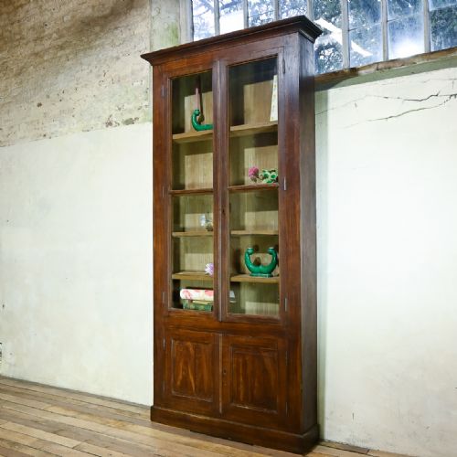 TALL 19TH CENTURY FRENCH GLAZED FAUX BOIS ROSEWOOD CABINET - ADDITIONAL PHOTO 3