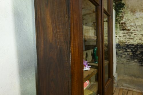 TALL 19TH CENTURY FRENCH GLAZED FAUX BOIS ROSEWOOD CABINET - ADDITIONAL PHOTO 7