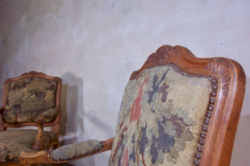 A PAIR OF 19TH CENTURY FRENCH LOUIS XV STYLE FAUTEUILS OPEN ARMCHAIRS AUBUSSON TAPESTRY - ADDITIONAL PHOTO 11
