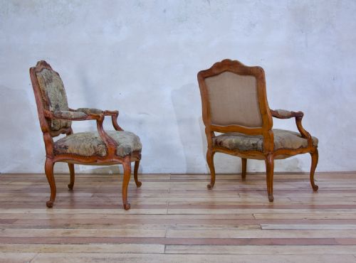 A PAIR OF 19TH CENTURY FRENCH LOUIS XV STYLE FAUTEUILS OPEN ARMCHAIRS AUBUSSON TAPESTRY - ADDITIONAL PHOTO 15