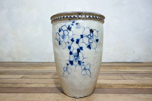 LARGE CIZHOU WEAR MING DYNASTY OVOID CERAMIC PLANTER VESSEL - ADDITIONAL PHOTO 1