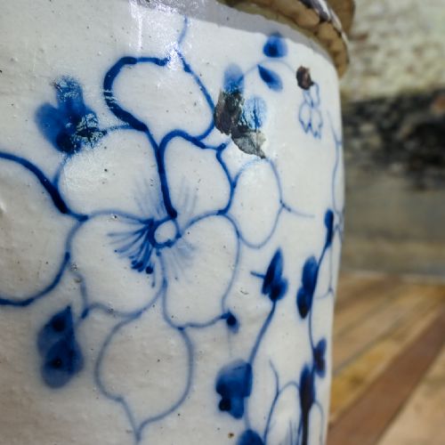 LARGE CIZHOU WEAR MING DYNASTY OVOID CERAMIC PLANTER VESSEL - ADDITIONAL PHOTO 9