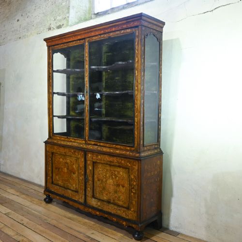 18th century dutch marquetry vitrine display cabinet - CATEGORY: ANTIQUE CABINETS - DATED 18TH CENTURY