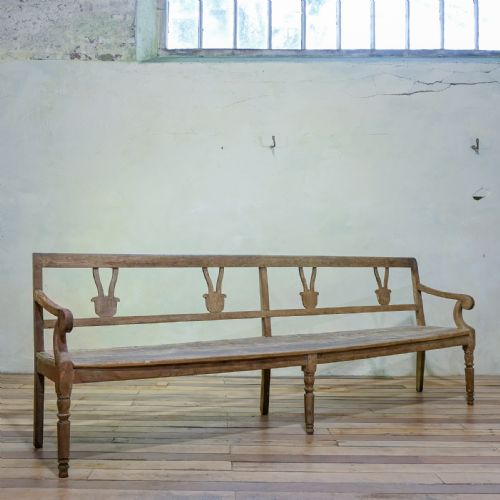 19th century elm oak french hall bench - CATEGORY: ANTIQUE FURNITURE - DATED 19TH CENTURY