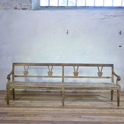 19TH CENTURY ELM OAK FRENCH HALL BENCH - ADDITIONAL PHOTO 3