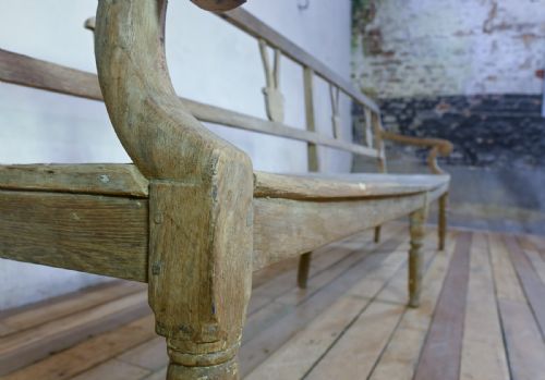 19TH CENTURY ELM OAK FRENCH HALL BENCH - ADDITIONAL PHOTO 7