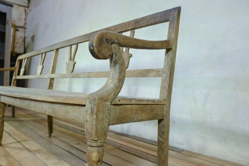 19TH CENTURY ELM OAK FRENCH HALL BENCH - ADDITIONAL PHOTO 8