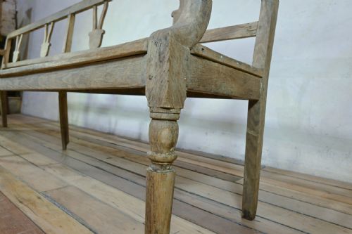 19TH CENTURY ELM OAK FRENCH HALL BENCH - ADDITIONAL PHOTO 9