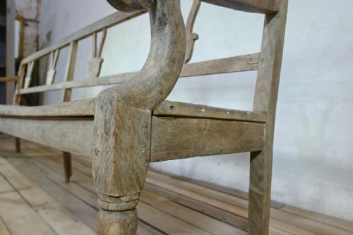 19TH CENTURY ELM OAK FRENCH HALL BENCH - ADDITIONAL PHOTO 10