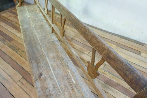19TH CENTURY ELM OAK FRENCH HALL BENCH - ADDITIONAL PHOTO 11