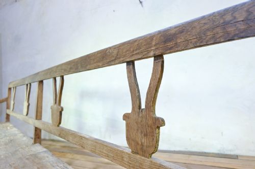 19TH CENTURY ELM OAK FRENCH HALL BENCH - ADDITIONAL PHOTO 12