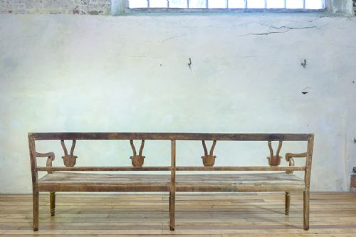 19TH CENTURY ELM OAK FRENCH HALL BENCH - ADDITIONAL PHOTO 14