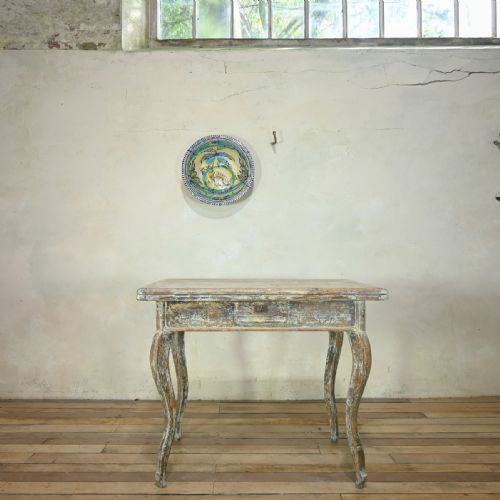 A 19TH CENTURY FRENCH PAINTED SWIVEL TOP FARMHOUSE KITCHEN TABLE - ADDITIONAL PHOTO 6