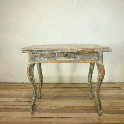 A 19TH CENTURY FRENCH PAINTED SWIVEL TOP FARMHOUSE KITCHEN TABLE - ADDITIONAL PHOTO 10