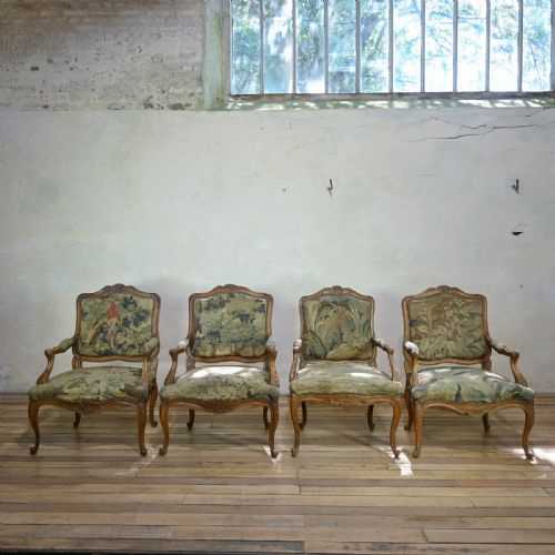 A SET OF FOUR 19TH CENTURY FRENCH LOUIS XV FAUTEUILS OPEN ARMCHAIRS - ADDITIONAL PHOTO 8