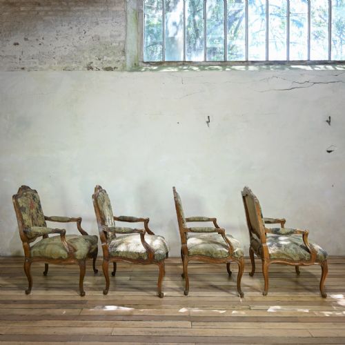 A SET OF FOUR 19TH CENTURY FRENCH LOUIS XV FAUTEUILS OPEN ARMCHAIRS - ADDITIONAL PHOTO 9