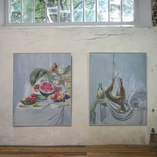 A LARGE PAIR OF NAIVE OIL ON CANVAS PAINTINGS - ADDITIONAL PHOTO 13