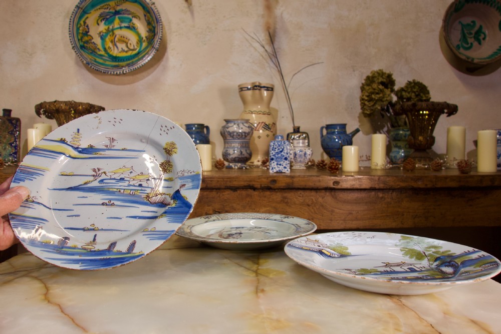 A Selection Of Three 18th Century English/Bristol Delft plates View XV