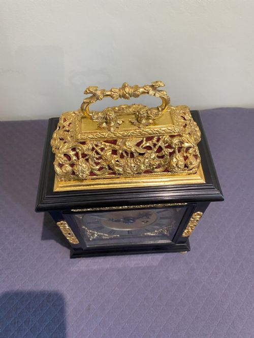 EBONY AND GILDED BRASS BASKET TOP WILLIAM AND MARY BRACKET CLOCK CIRCA 1695 - ADDITIONAL PHOTO 1