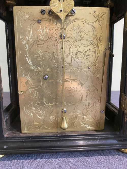 EBONY AND GILDED BRASS BASKET TOP WILLIAM AND MARY BRACKET CLOCK CIRCA 1695 - ADDITIONAL PHOTO 2