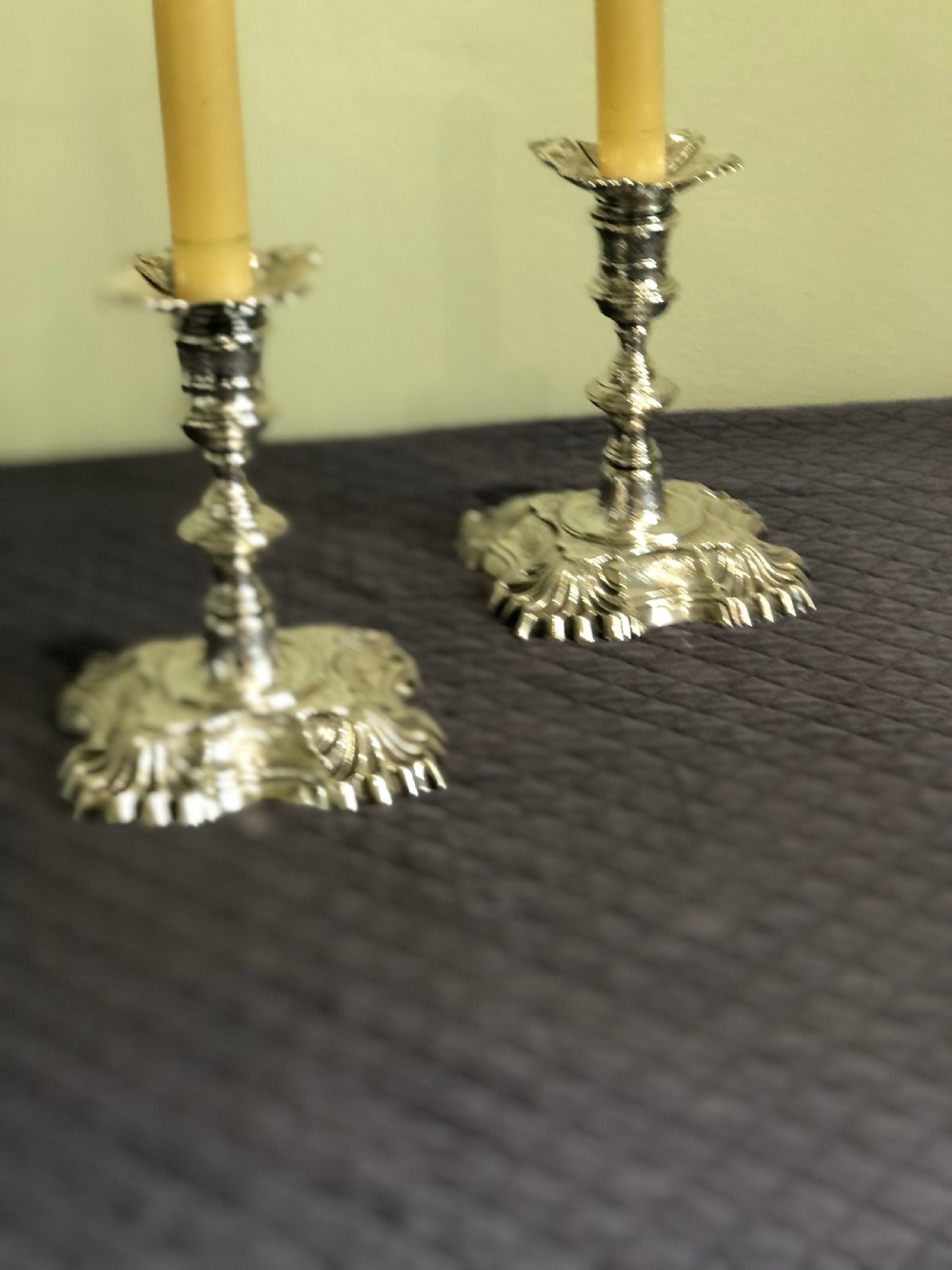 An unusual pair of Georgian silver candlestick View III