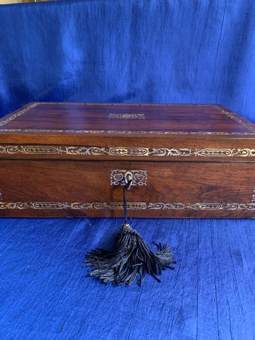 victorian rosewood writing slope - CATEGORY: ANTIQUE BOXES - DATED VICTORIAN