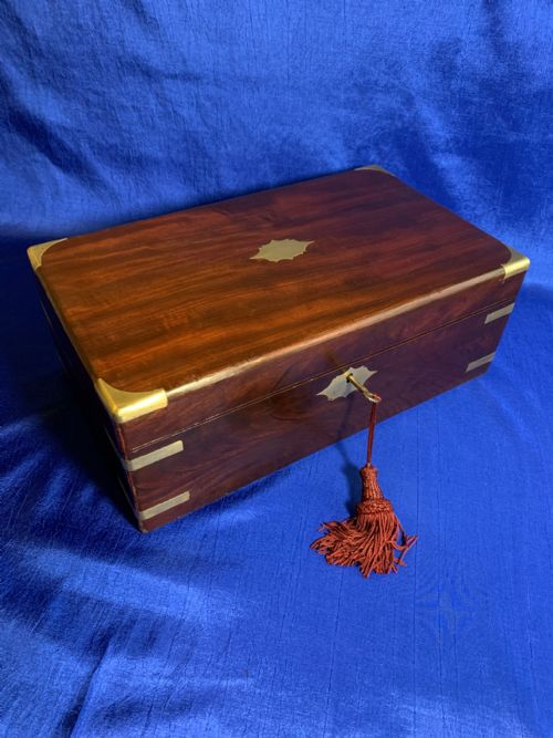 VICTORIAN MAHOGANY BRASS BOUND WRITING SLOPE - ADDITIONAL PHOTO 1