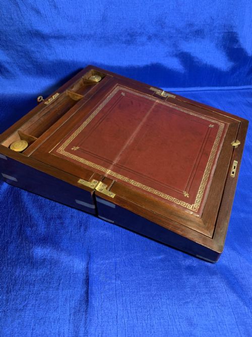VICTORIAN MAHOGANY BRASS BOUND WRITING SLOPE - ADDITIONAL PHOTO 4