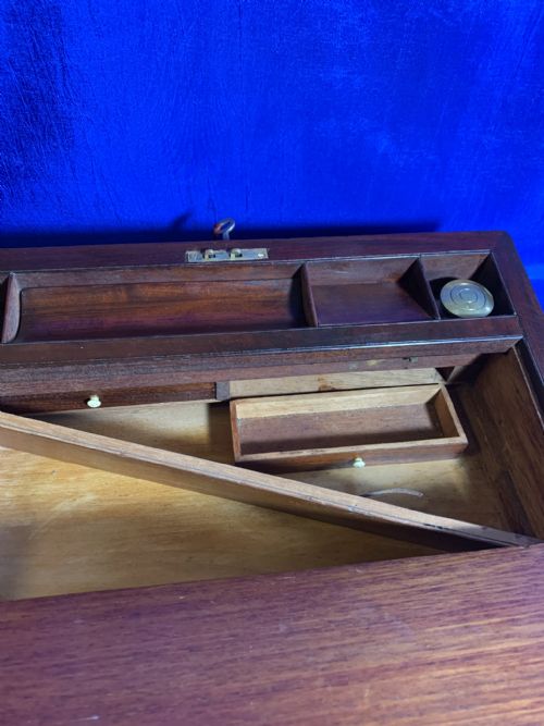 VICTORIAN MAHOGANY BRASS BOUND WRITING SLOPE - ADDITIONAL PHOTO 6