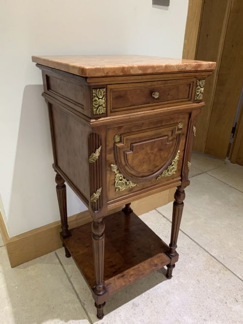 french empire style plum pudding mahogany bedside cabinet - CATEGORY: ANTIQUE CUPBOARDS - DATED 19TH CENTURY