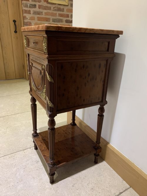 FRENCH EMPIRE STYLE PLUM PUDDING MAHOGANY BEDSIDE CABINET - ADDITIONAL PHOTO 2