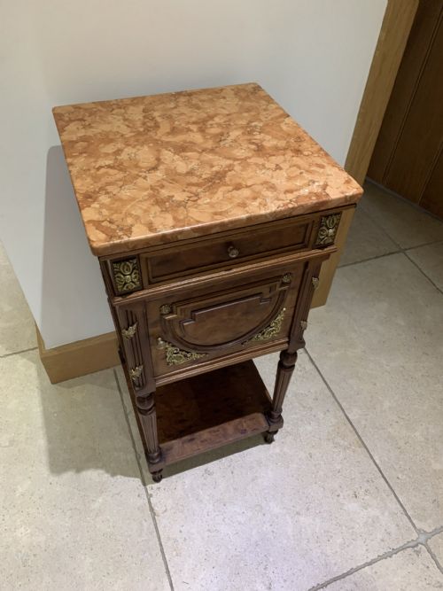 FRENCH EMPIRE STYLE PLUM PUDDING MAHOGANY BEDSIDE CABINET - ADDITIONAL PHOTO 3