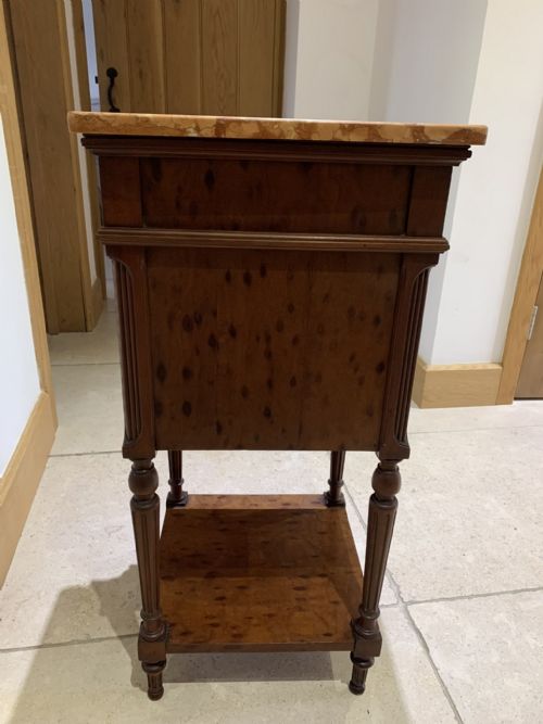 FRENCH EMPIRE STYLE PLUM PUDDING MAHOGANY BEDSIDE CABINET - ADDITIONAL PHOTO 9
