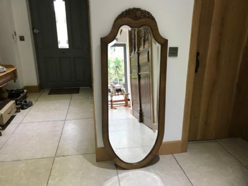 A FRENCH ANTIQUE OAK MIRROR - ADDITIONAL PHOTO 3